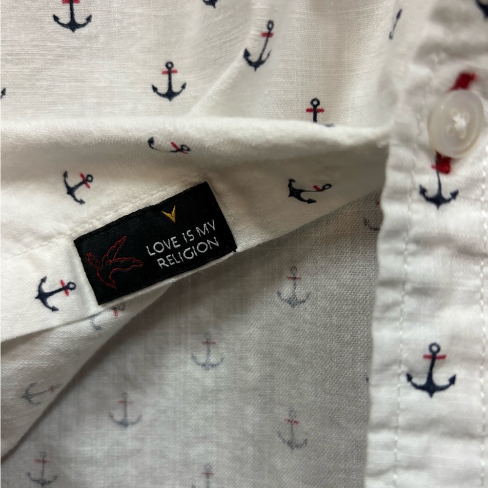 On The Road Anchor Button-Up Shirt Men’s Large Slim Fit - Picture 5 of 7